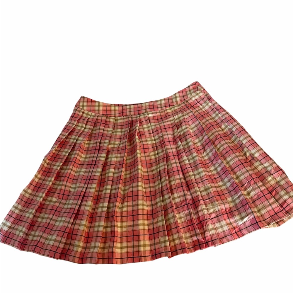 PrettyLittleThing Pink Plaid Pleated Skater Skirt